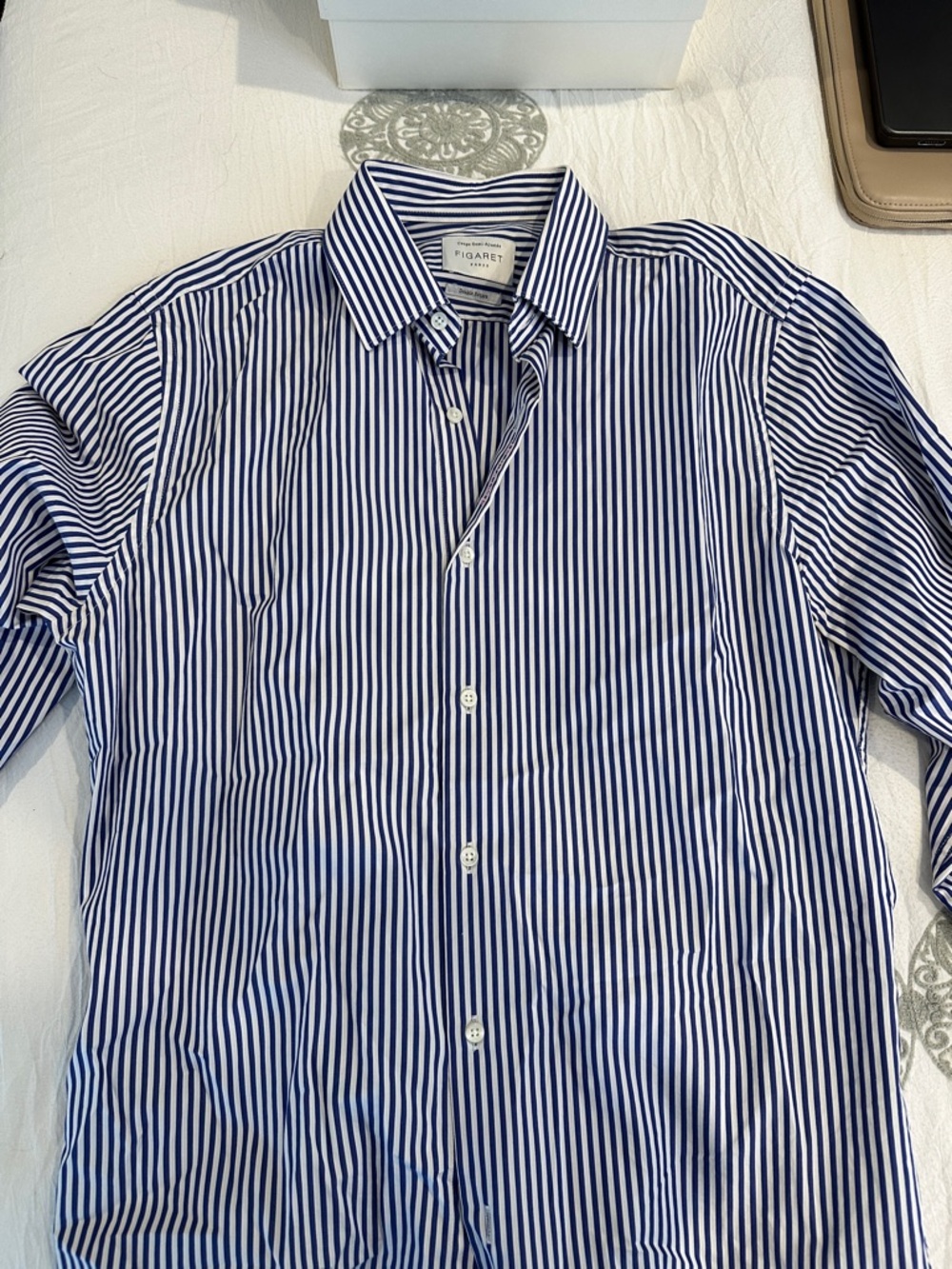 Blue & White Vertical Stripe Men's Dress Shirt
